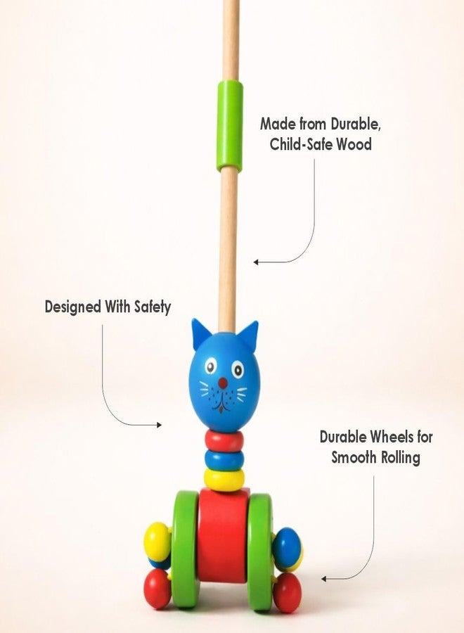 Beebox Wooden Push & Pull Animal Toy for Toddlers 1-3 Years | Disassembling Rolling Cart with Stick | Montessori Walking Toy for Balance, Motor Skills & Early Learning - Image 4