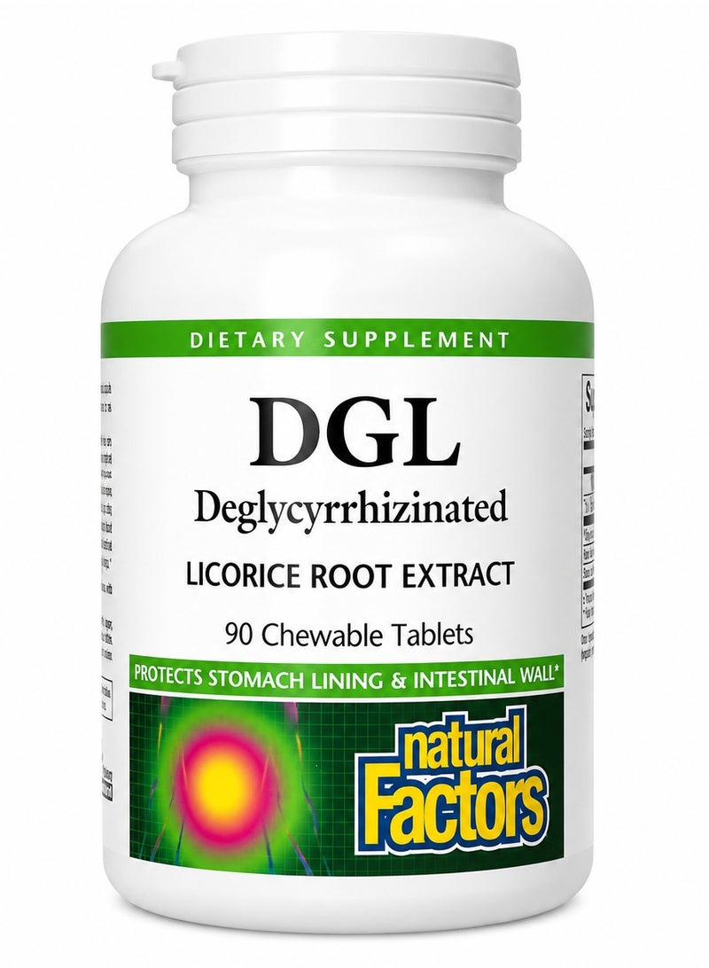 Natural Factors, DGL, Deglycyrrhizinated Licorice Root Extract, 90 Chewable Tablets - Image 1