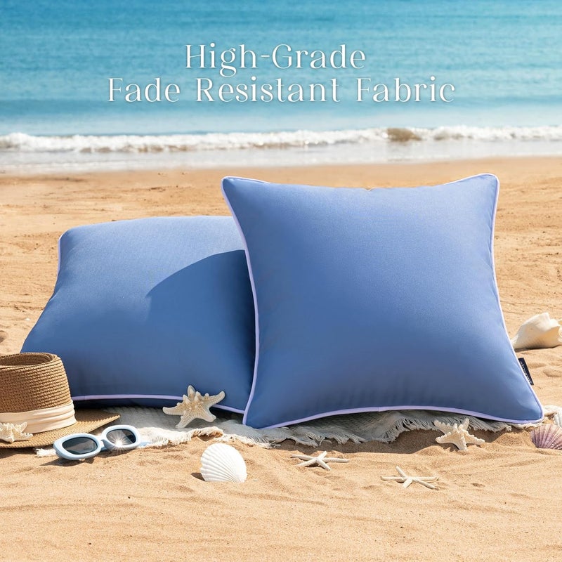 Phantoscope Pack of 2 Outdoor Waterproof Throw Pillow Covers Decorative Square Cushion Case Patio Pillows for Couch Tent Sunbrella, Foggy Blue 18x18 inches - Image 5