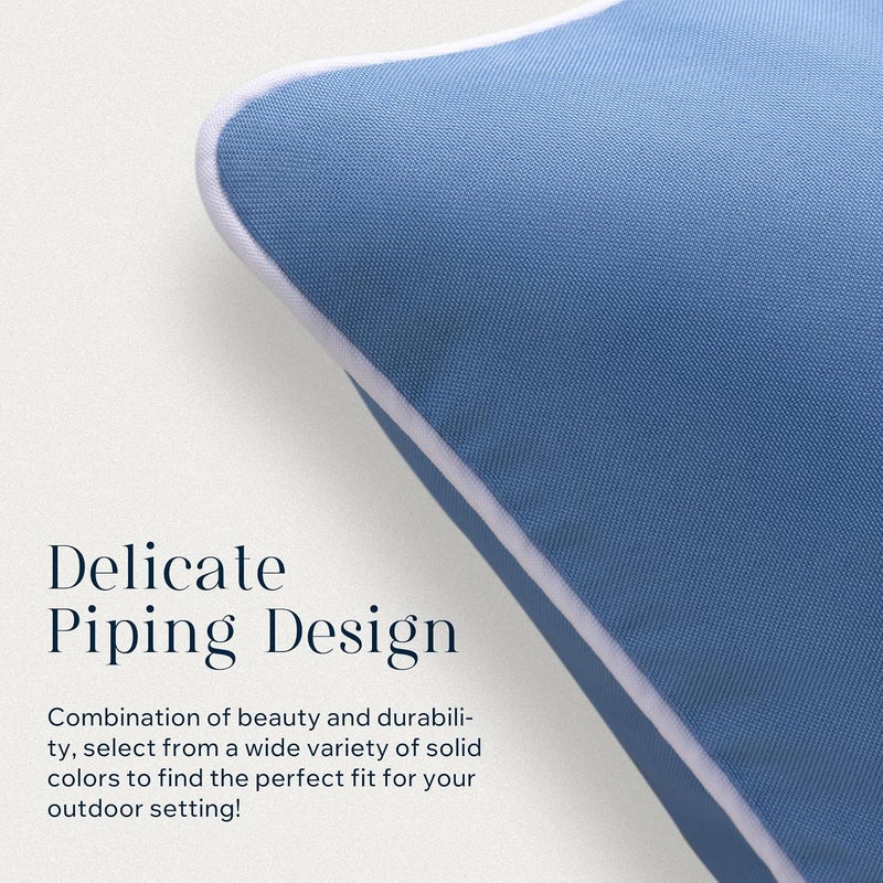 Phantoscope Pack of 2 Outdoor Waterproof Throw Pillow Covers Decorative Square Cushion Case Patio Pillows for Couch Tent Sunbrella, Foggy Blue 18x18 inches - Image 4