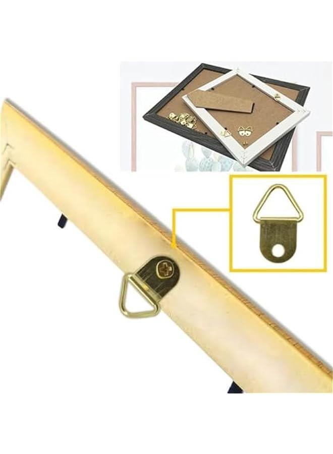 50 Sets Metal Picture Hangers with Screws, Small Triangle Ring Picture Hooks Kit for Hanging Plated Photo Frame Wire Wall Decor Art (Gold) - Image 5