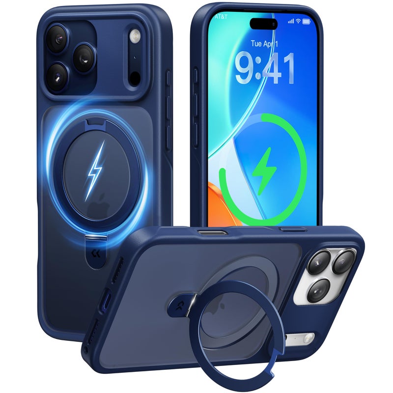 CASEKOO Ultra-Magnetic Stand for iPhone 17 Pro Case [Military Drop Protection] [Compatible with MagSafe] Shockproof Translucent Matte Slim Ring for iPhone 17 Pro Phone Case 6.3", Blue - Image 1