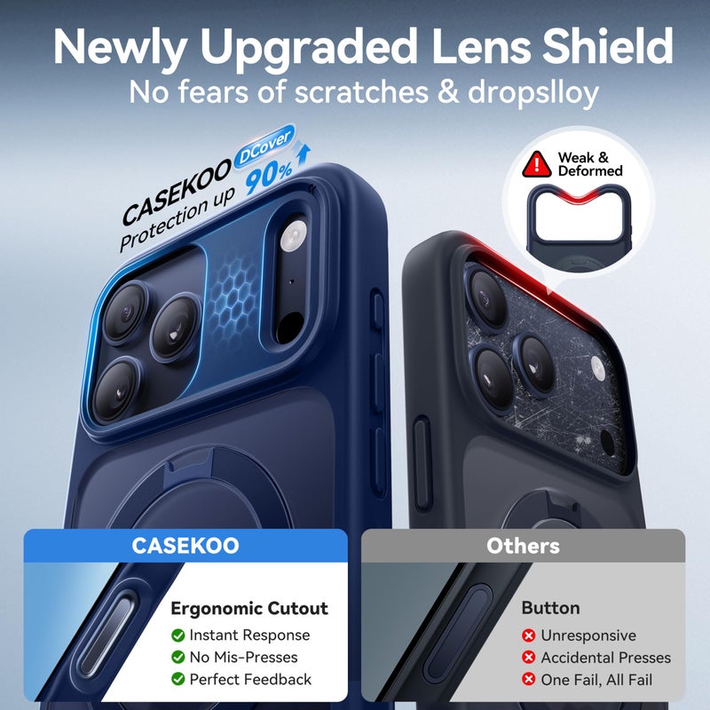CASEKOO Ultra-Magnetic Stand for iPhone 17 Pro Case [Military Drop Protection] [Compatible with MagSafe] Shockproof Translucent Matte Slim Ring for iPhone 17 Pro Phone Case 6.3", Blue - Image 5