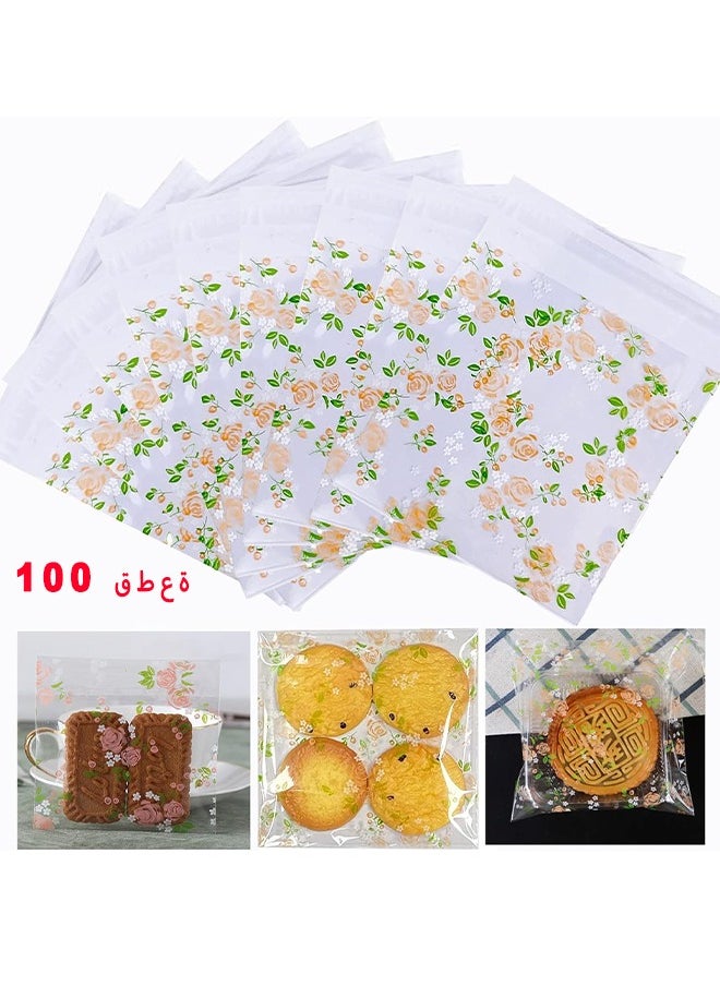 HS Self Adhesive Cookie Bags, Plastic Clear Treat Bags Sealable Candy Bags For Packaging Candy Cookies Bakery Party Favor Gift Giving, Small Bags For Cookies, Sweets, Jewelry (100PCS, 3.9 x 3.9")  - Image 1
