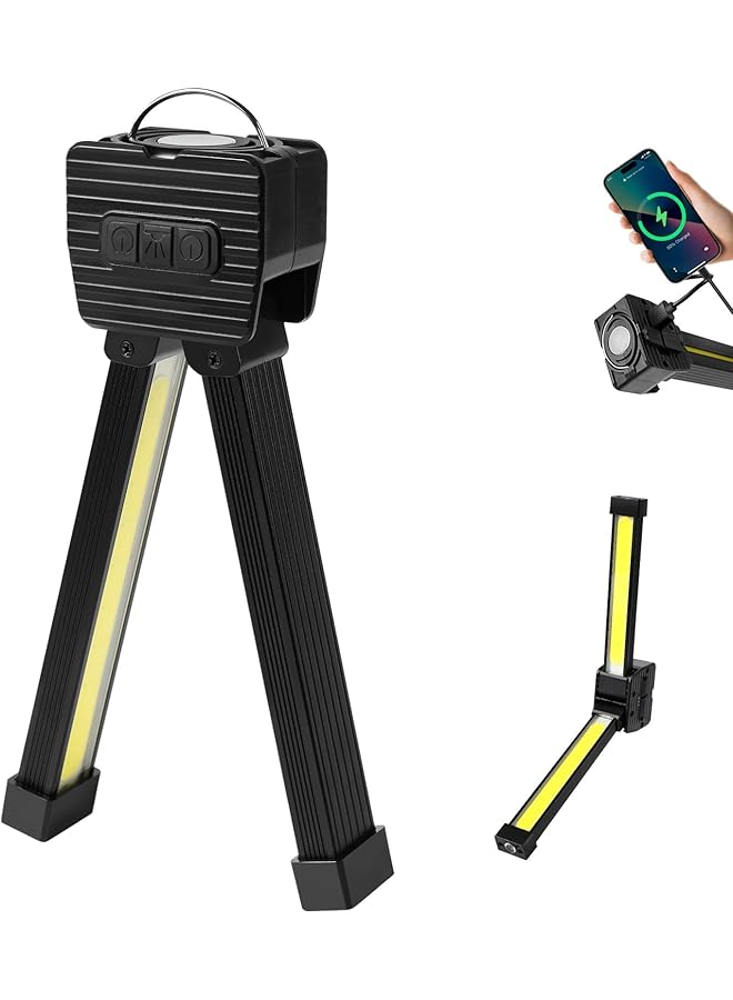 Bukela Gym Lamp for Posing 180 Degree Folding Magnetic Work Light 7th Gear Dimming Portable Magnetic LED Flashlight with Hanging Hook Handheld USB Rechargeable Power Bank Camping Light - Image 1