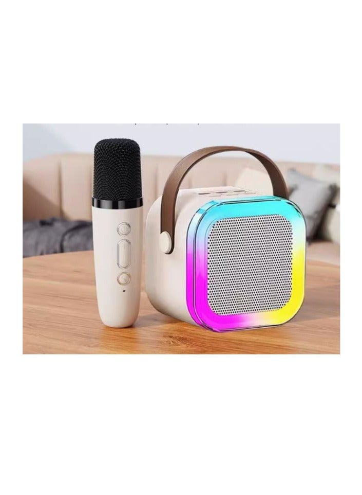 Kids Karaoke Microphone Machine Wireless Mini Portable Bluetooth Speaker Music Toys Fun Birthday Gifts for Girls, Boys & Toddlers for Singing Birthday - White - Image 1