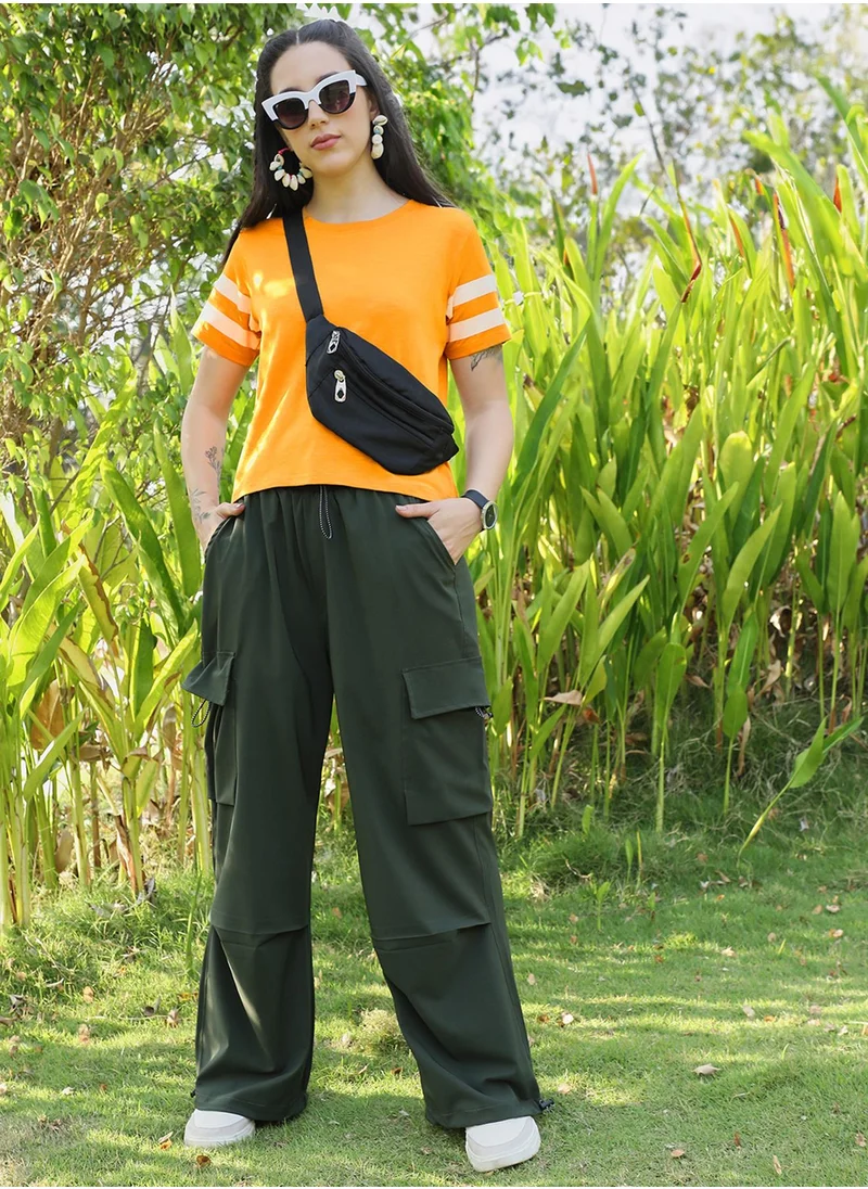 PINACOLADA Women's Mustard Yellow Solid Boxy Top