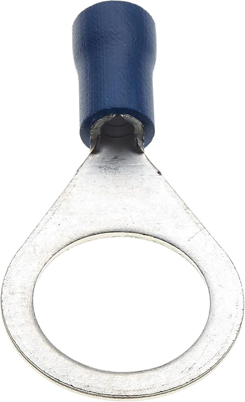 Keple Ring Crimp Terminal - Pack of 100, Blue, 12mm, 16-14 AWG, 30A, Tinned Copper, Insulated Ring Wire Terminals - Image 2