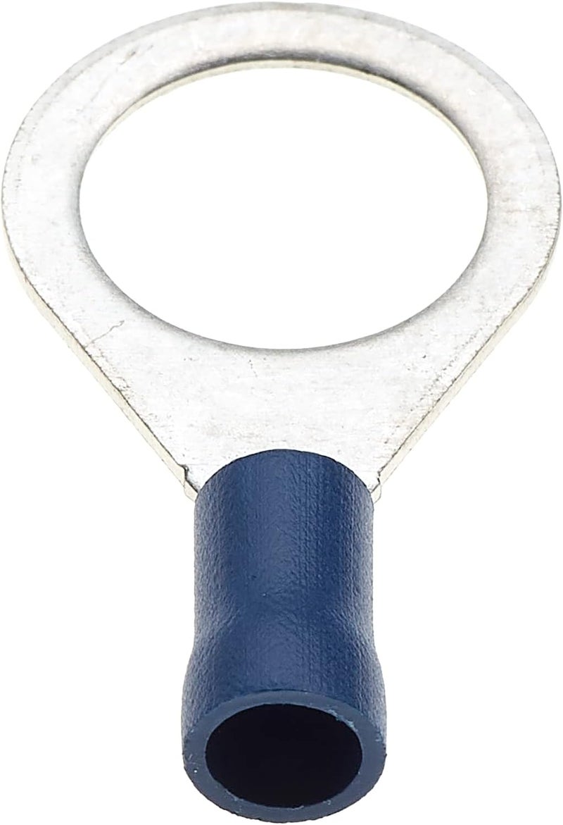 Keple Ring Crimp Terminal - Pack of 100, Blue, 12mm, 16-14 AWG, 30A, Tinned Copper, Insulated Ring Wire Terminals - Image 3