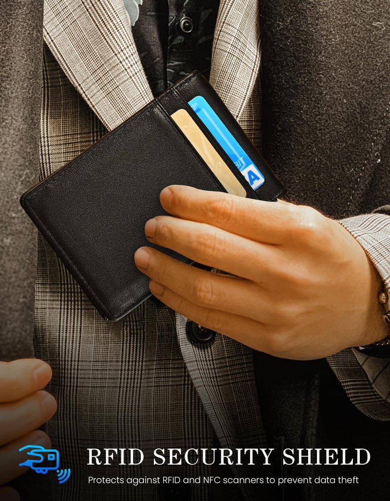 kinzd Slim Wallet with Money Clip RFID Blocking Minimalist Bifold Wallet for Men Genuine Leather Front Pocket Card Holder - Image 5