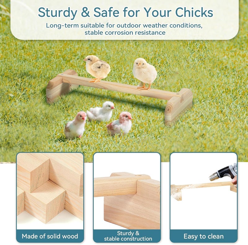 Petsfit Chick Roosting Bar Prevent Rotation Design, Solid Wooden Thicken Rooster Perch for Coop and Brooder for Birds, Baby - Image 4