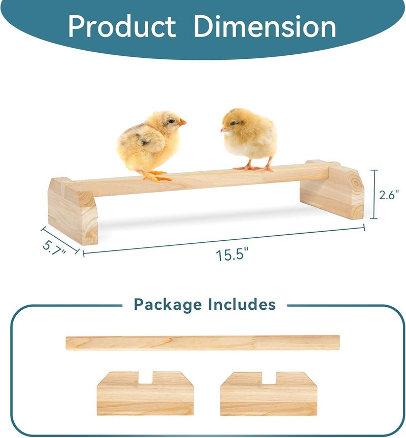 Petsfit Chick Roosting Bar Prevent Rotation Design, Solid Wooden Thicken Rooster Perch for Coop and Brooder for Birds, Baby - Image 3