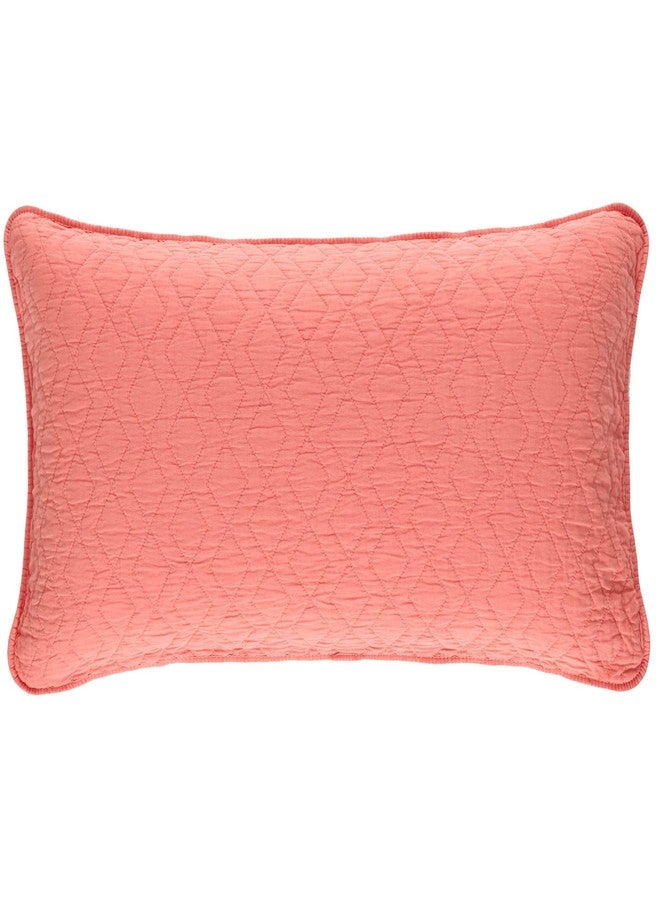 Pine Cone Hill Birdie Coral Quilted Sham, King Size, Coral Solid Pattern - Image 4