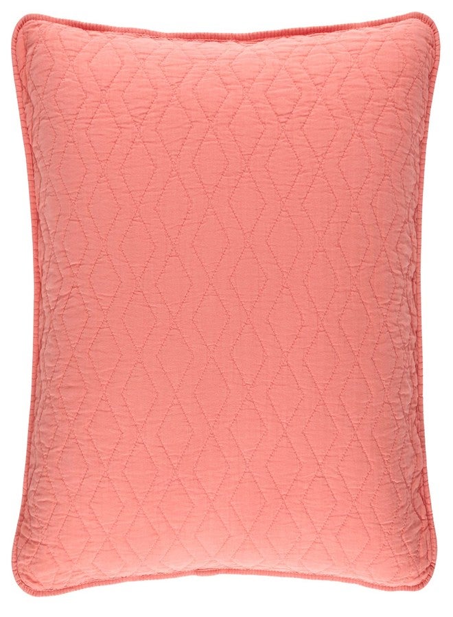 Pine Cone Hill Birdie Coral Quilted Sham, King Size, Coral Solid Pattern - Image 3
