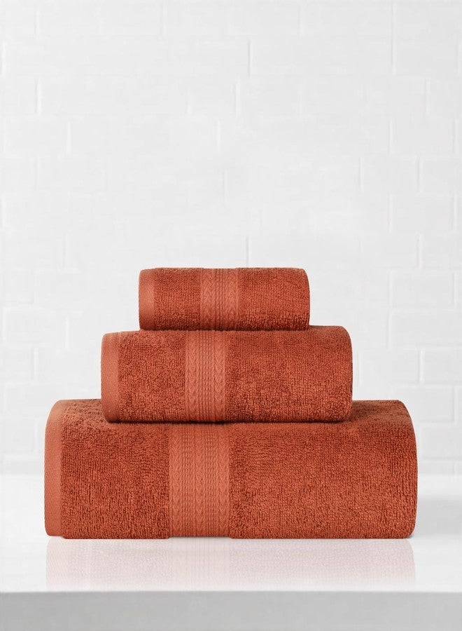 Superior Eco-Friendly Cotton 3-Piece Towel Set, Bathroom, Shower, Quick Dry Home Essentials, Lightweight, Sustainable Towels, 1 Bath, 1 Hand, 1 Face Towel, Washcloth, Highly Absorbent, Copper - Image 1