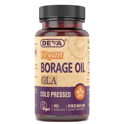 Vegan Vitamins Borage Oil 500mg Source of Omega6 Fatty Acid GLA Gamma linolenic Acid ColdPressed Unrefined 90 Tablets 1Pack