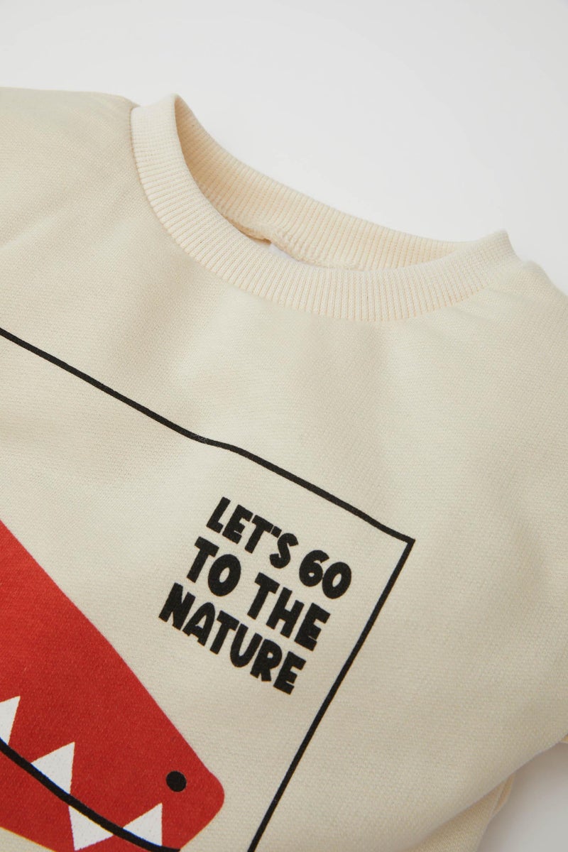 DeFacto Beige BabyBoy Regular Fit Crew Neck Sweatshirt Casual - Image 2