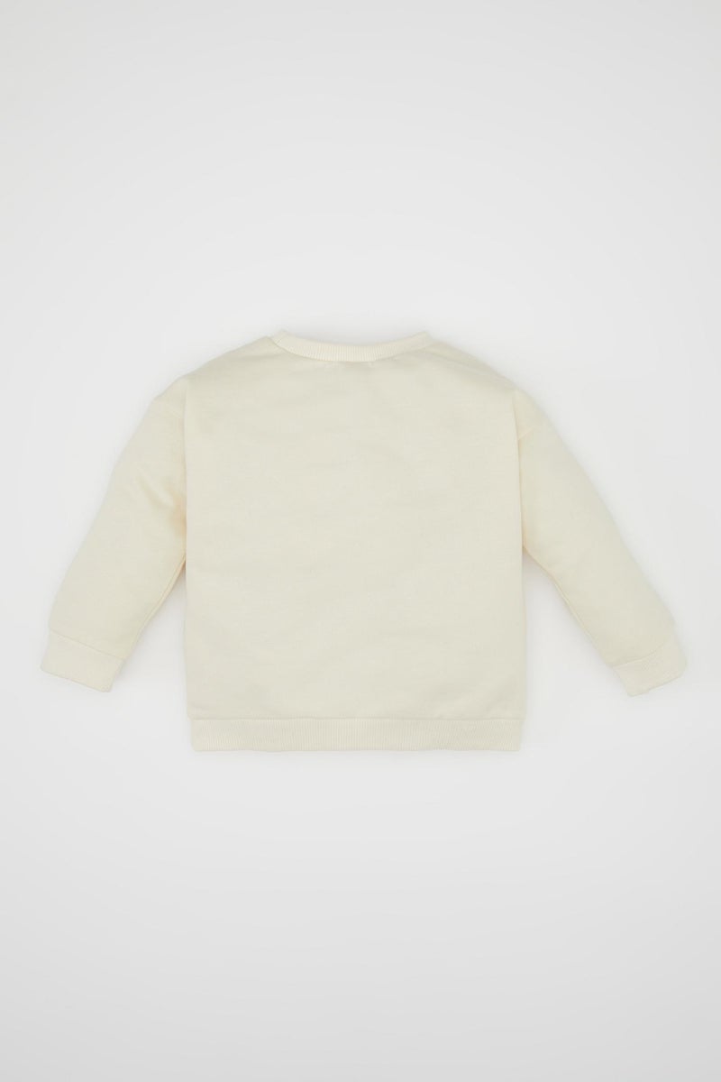 DeFacto Beige BabyBoy Regular Fit Crew Neck Sweatshirt Casual - Image 4