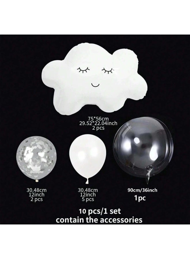Party White Cloud Bubble Ball 10-piece Set Balloons Birthday Anniversary Holiday Party Decoration Outdoor Shaped Balloon Set - Image 2