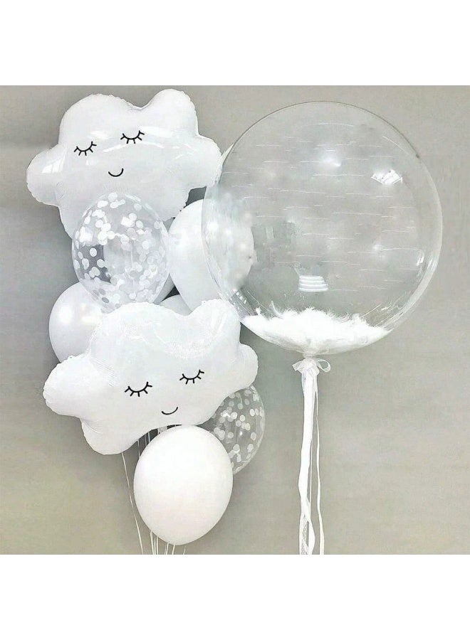 Party White Cloud Bubble Ball 10-piece Set Balloons Birthday Anniversary Holiday Party Decoration Outdoor Shaped Balloon Set - Image 1