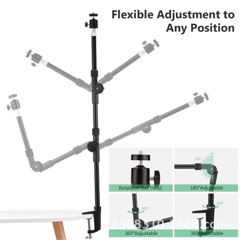 Flexible Bracket 1/4 Inch Screw Aluminum Alloy 360° Rotatable - Adjustable Angle Desk Mount for Webcam Microphone Ring Light - Image 2