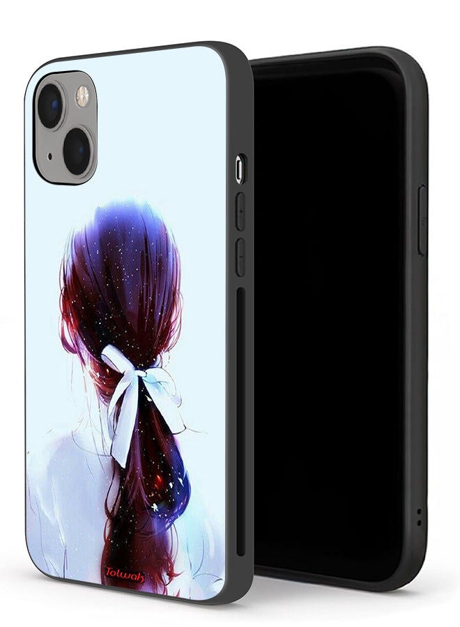 Tolwak Apple iPhone 13 mini Protective Case Tie Hair With Hairband Girl Art - Image 1