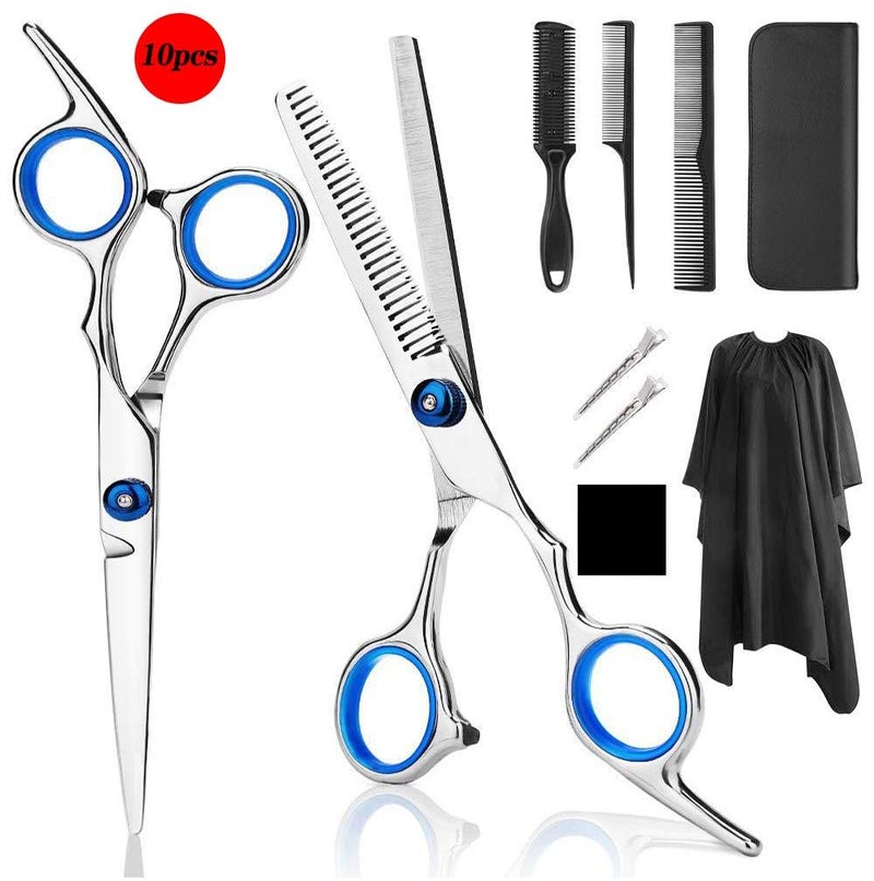 WICHARSH Professional Hair Cutting Barber Scissors Kit - 6.7 Inch Hairdressing Scissors with 3 Combs, Haircut Cloak and Hair Clips Hairdresser for Men and Women (10Pcs) - Image 1