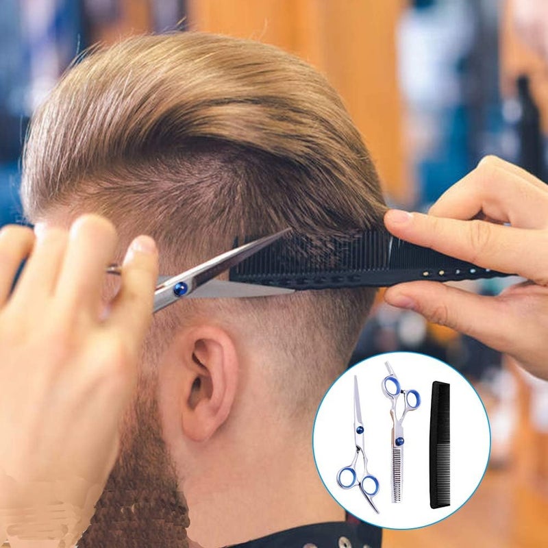 WICHARSH Professional Hair Cutting Barber Scissors Kit - 6.7 Inch Hairdressing Scissors with 3 Combs, Haircut Cloak and Hair Clips Hairdresser for Men and Women (10Pcs) - Image 2