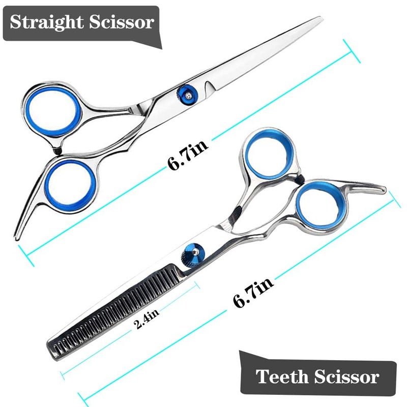 WICHARSH Professional Hair Cutting Barber Scissors Kit - 6.7 Inch Hairdressing Scissors with 3 Combs, Haircut Cloak and Hair Clips Hairdresser for Men and Women (10Pcs) - Image 3