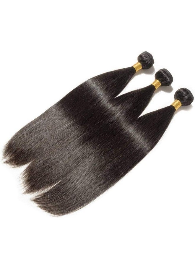 feibin Straight Human Hair Bundles 14 14 14 Inch Trippy Hair Bundles Human 100% Brazilian Unprocessed Raw Hair Bundles Weave Bundles Human Hair Extensions For Black Women Natural Color Christmas Decorations - Image 3