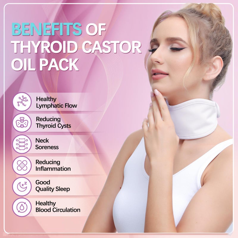 Glitz Castor Oil Pack for Thyroid - Reusable Organic Castor Oil Neck Wrap for Thyroid, Less Mess, Anti Oil Leak, Comfort Fit, Oil Not Included (White) - Image 2
