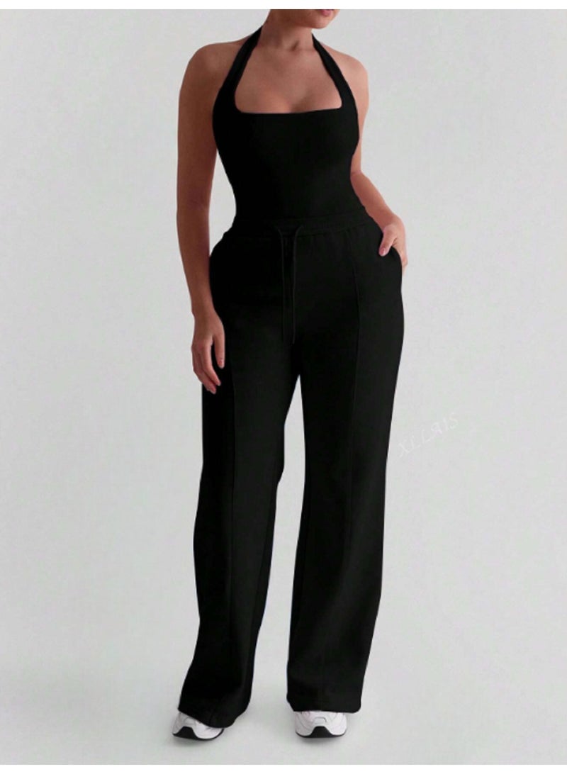 مانيكان قميص داخلي نسائي بدون أكمام توب قصير برباط حول الرقبة ضيق ومُفصل - Image 5