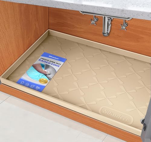 SIKADEER 34 x 22 Under Sink Mat Waterproof Silicone Mat Kitchen Drawer Shelf and Cabinet Liner Sink Protector for Kitchen Organizers and Storage Boot Tray Pet Food Mats