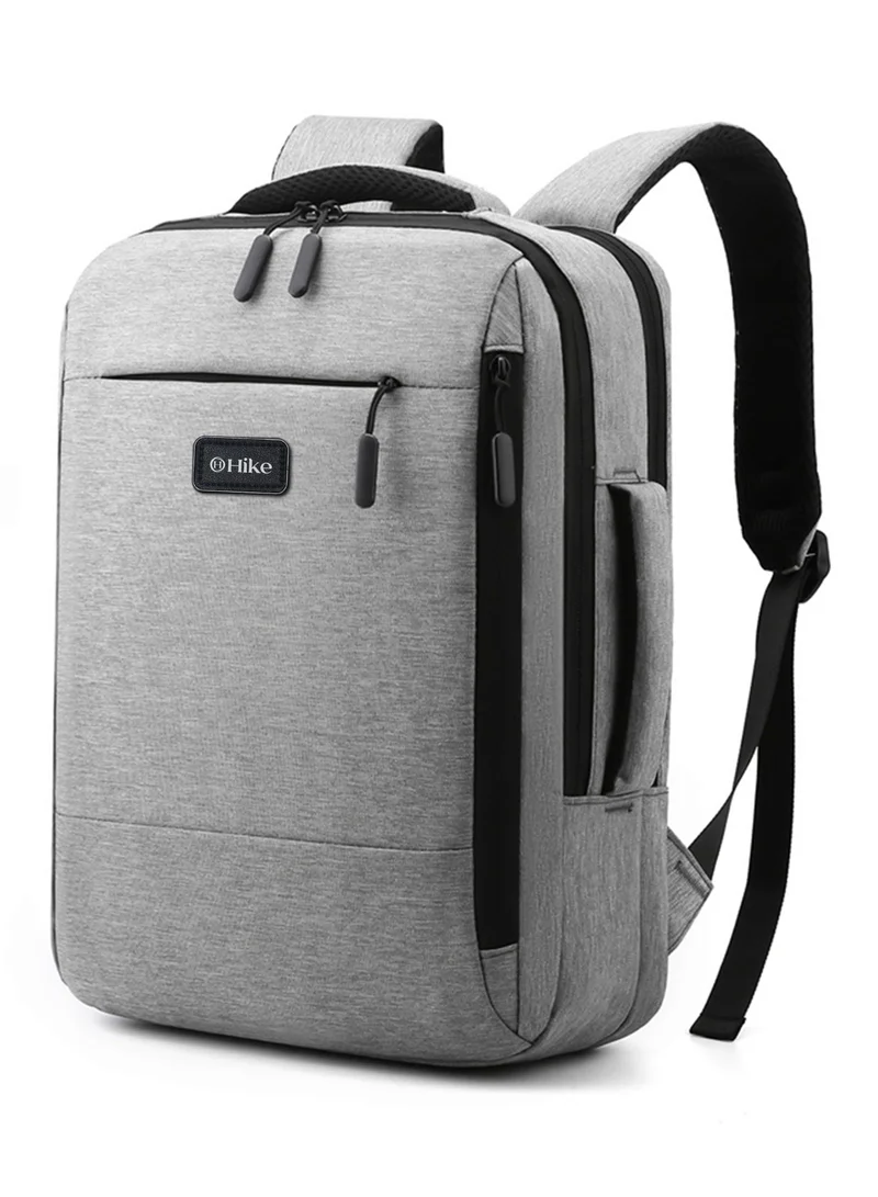 هايك Hike Unisex Slim Laptop Backpack 16-inch Water Resistant Shoulder Daypack with Built in USB Port for Travel/Business/College/School, HK911-LIGHTGREY