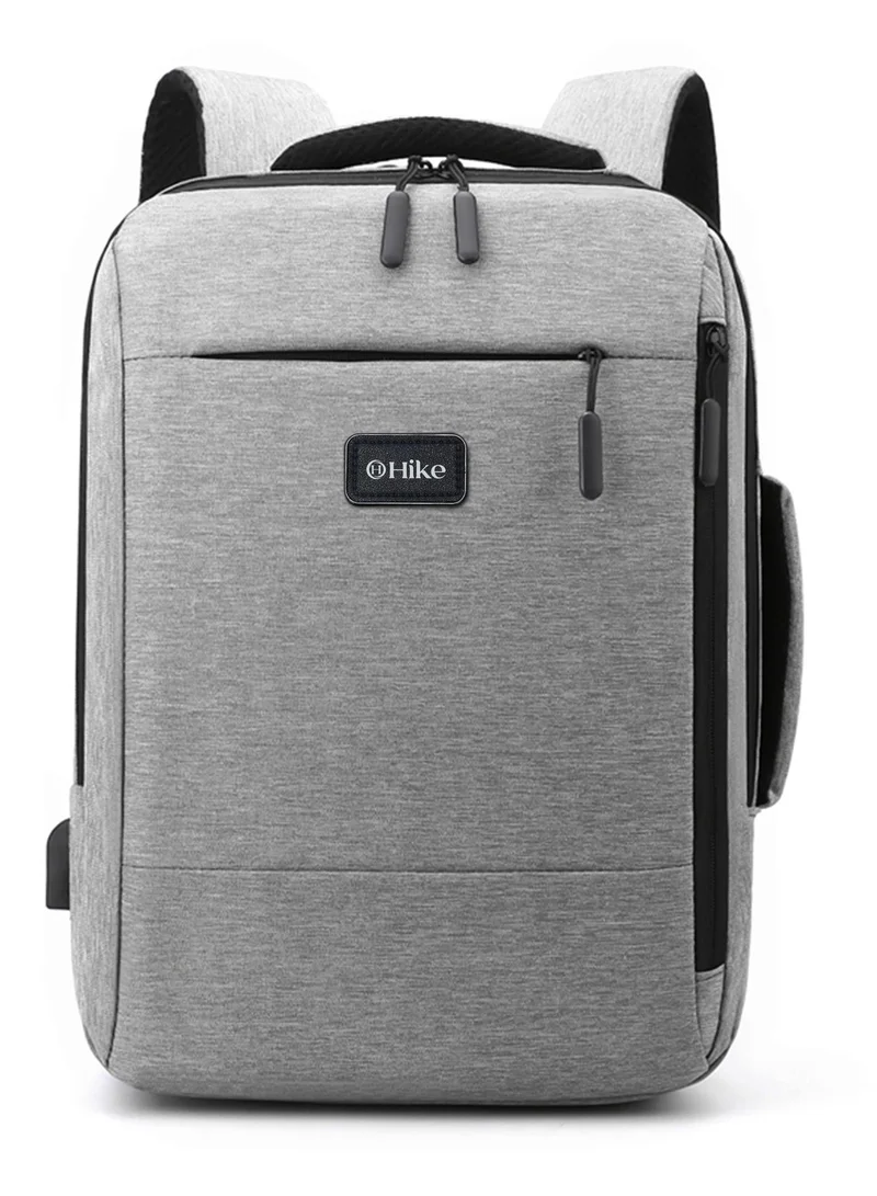 Hike Grey Unisex Slim Laptop Backpack 16-inch Water Resistant Shoulder Daypack with Built in USB Port for Travel/Business/College/School, HK911, Light Grey  | Best Price UAE