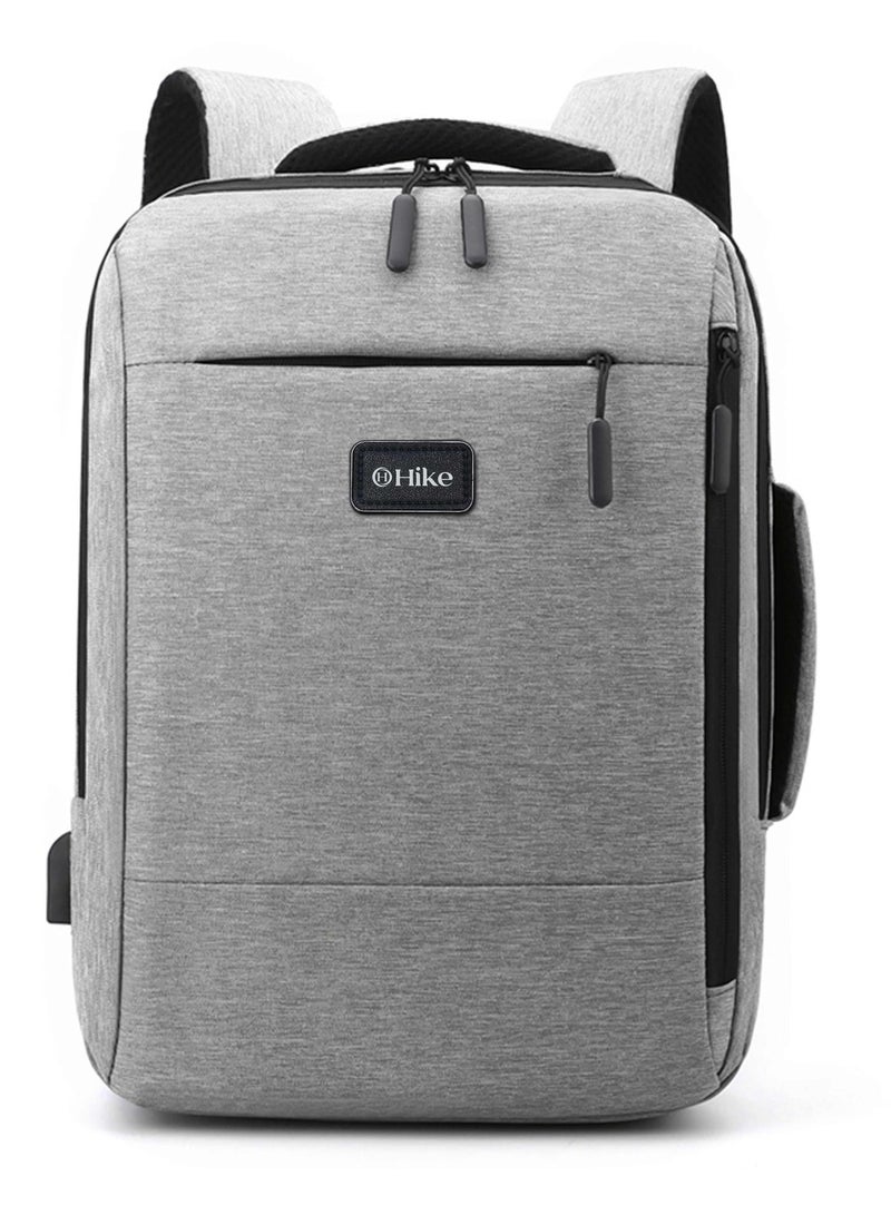 هايك Hike Unisex Slim Laptop Backpack 16-inch Water Resistant Shoulder Daypack with Built in USB Port for Travel/Business/College/School, HK911-LIGHTGREY - Image 3