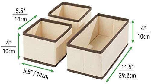 Unyks Star Unyks Star Rectangular Storage Box Closet Dresser Drawer Organizer Cube Basket Bins Containers Divider with Drawers for Underwear Bras Socks Ties Scarves Set of 3 Pack of 1 Beige - Image 3