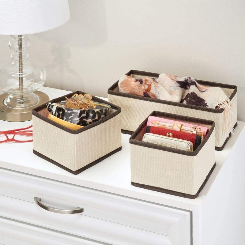 Unyks Star Unyks Star Rectangular Storage Box Closet Dresser Drawer Organizer Cube Basket Bins Containers Divider with Drawers for Underwear Bras Socks Ties Scarves Set of 3 Pack of 1 Beige - Image 2