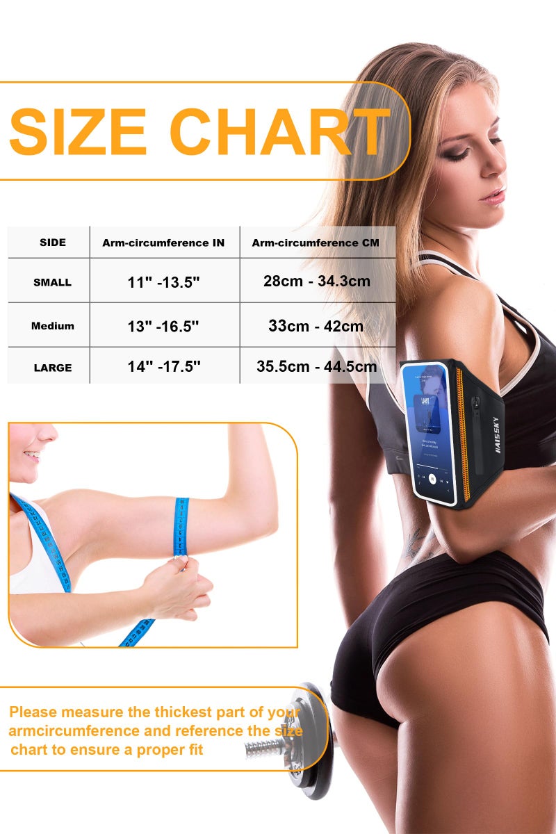 HAISSKY Running Armband with Earphone Bag Cell Phone Armband for iPhone 16 15 Pro 14 Plus 13 11 XR XS, Galaxy S24/S10 Water Resistant Sports Phone Holder Case & Zipper Slot Car Key Holder for 6.9 inch Phone - Image 4