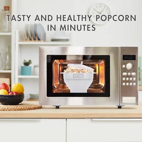 KORCCI The Original Korcci Microwaveable Silicone Popcorn Popper, Microwave Popcorn Popper, Collapsible Microwave Popcorn Maker Bowl, No Oil Required, Use In Microwave, Dishwasher Safe (White) - Image 3