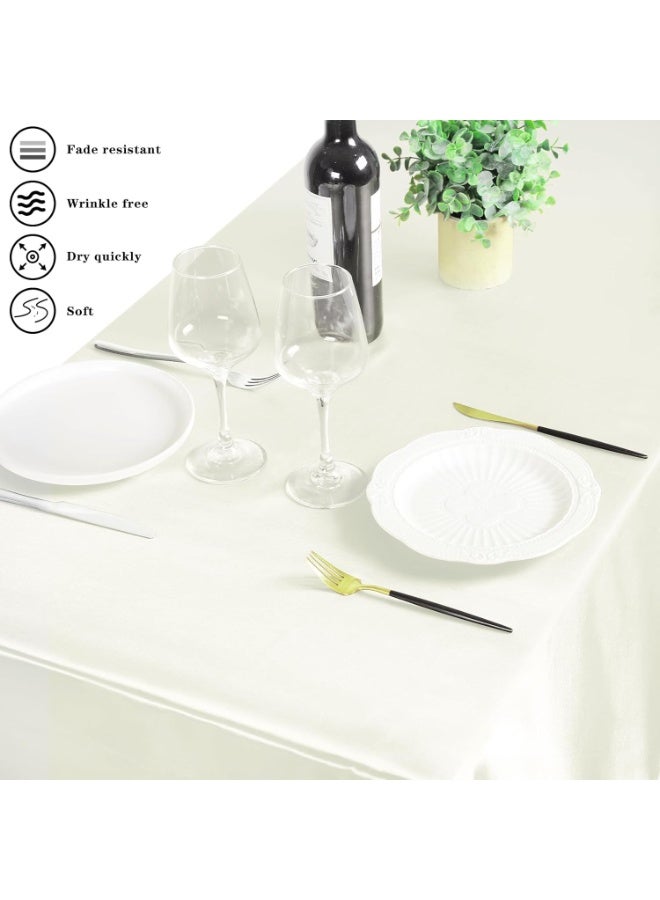 2 Packs Satin Tablecloth 102 x 58 Inches Rectangular Ivory Table Decor for Wedding Banquet Table Decoration - Image 2