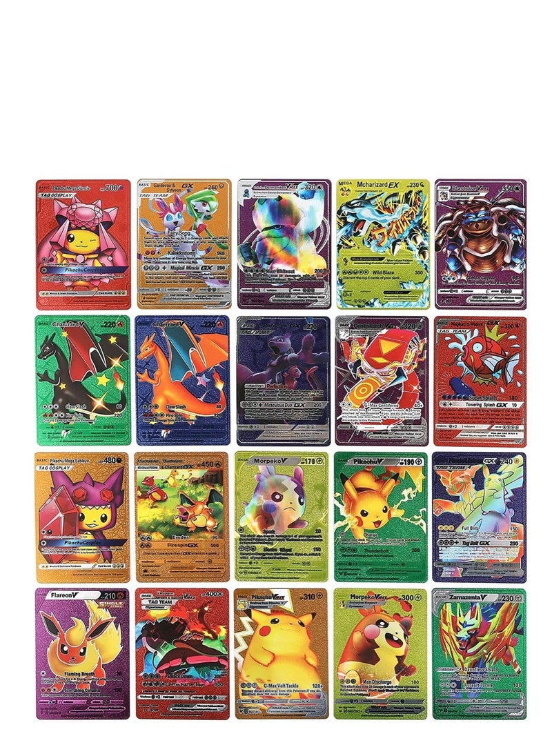 Pokemon - Pokemon Cards Rainbow Golden Foil Set 7 Assorted Gold Colors 55 pcs Including Vmax Rares V Series GX EX Rares Charizard Common Cards Random pic on cards box cover - Image 1