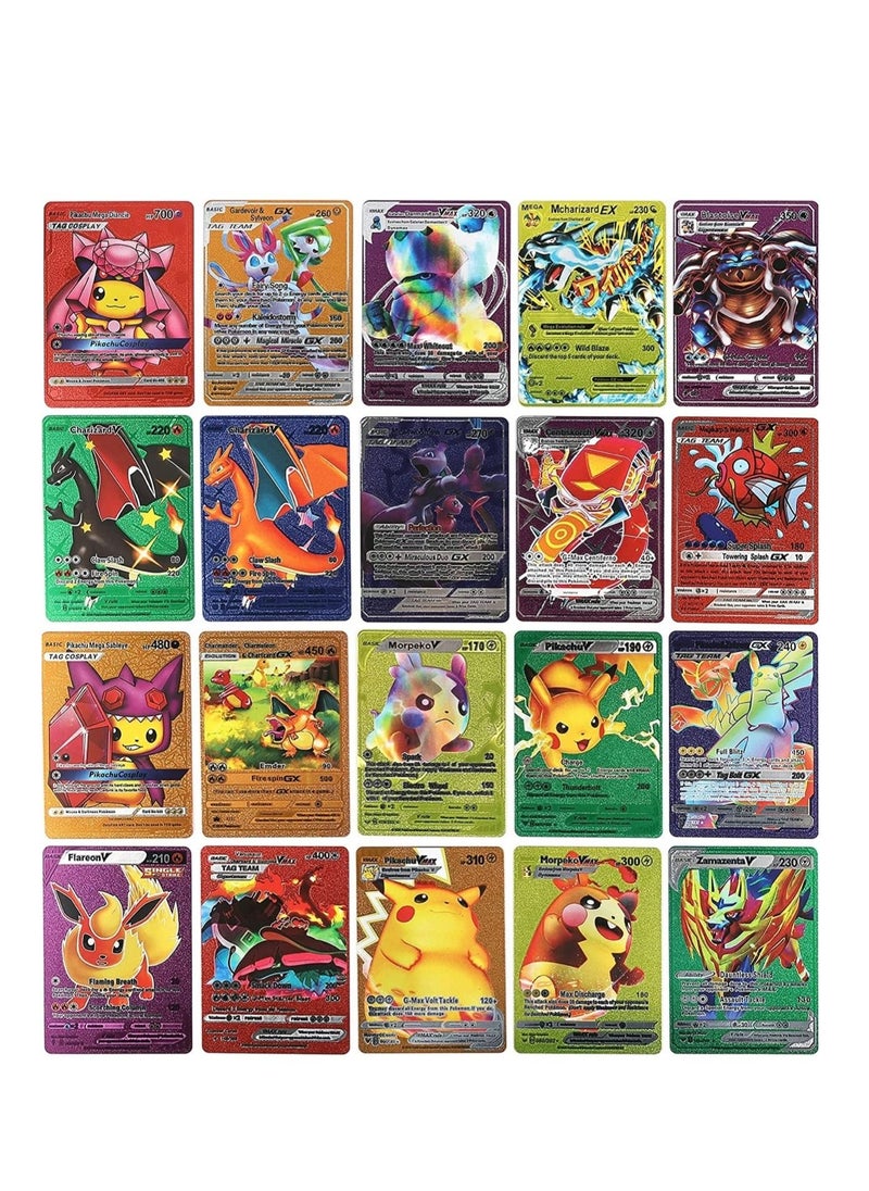 Pokemon - Pokemon Cards Rainbow Golden Foil Set 7 Assorted Gold Colors 55 pcs Including Vmax Rares V Series GX EX Rares Charizard Common Cards Random pic on cards box cover - Image 1