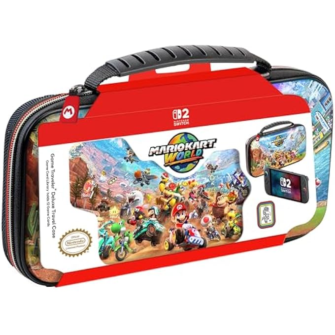 rayihni RDS - LICENSED NINTENDO SWITCH 2, NINTENDO SWITCH OLED & NINTENDO SWITCH SYSTEMS MARIO KART GAME TRAVELER DELUXE TRAVEL CASE Â€“ HOLDS SYSTEM, CARD CASES, & GAME CARDS - Image 1