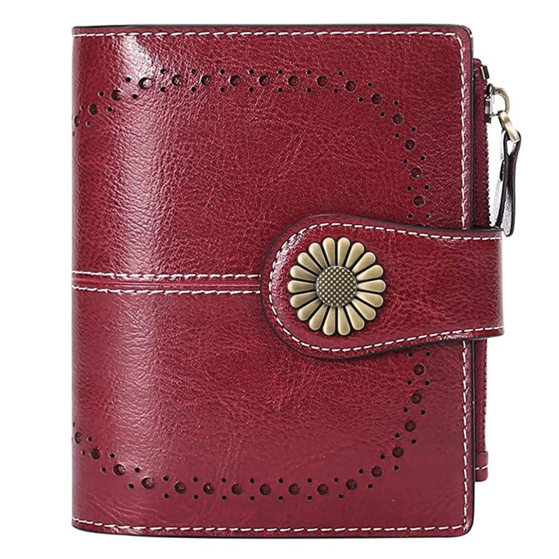 SENDEFN Small Womens Wallet Leather Bifold Card Holder RFID Blocking with Zipper Coin Pocket - Image 1
