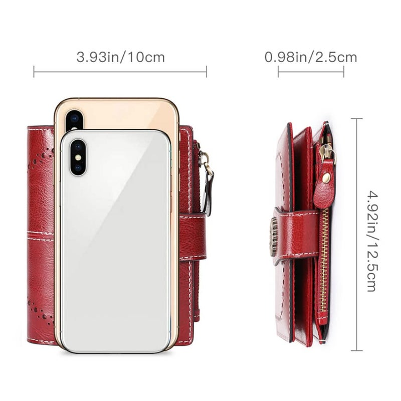 SENDEFN Small Womens Wallet Leather Bifold Card Holder RFID Blocking with Zipper Coin Pocket - Image 3