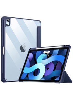 MahMir Case for iPad (A16) 11inch 11th 2025 Gen iPad 11 Case/Case For iPad 10th Generation 10.9 Inch Tablet (2022 Model) - [Built-in Pencil Holder] Shockproof Cover with Clear Transparent Back, Four Corner Airbag Protection (Navy Blue)  - Image 1