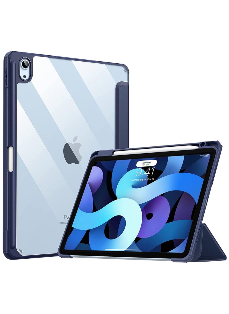 MahMir - Case for iPad (A16) 11inch 11th 2025 Gen iPad 11 Case/Case For iPad 10th Generation 10.9 Inch Tablet (2022 Model) - [Built-in Pencil Holder] Shockproof Cover with Clear Transparent Back, Four Corner Airbag Protection (Navy Blue) - Image 1
