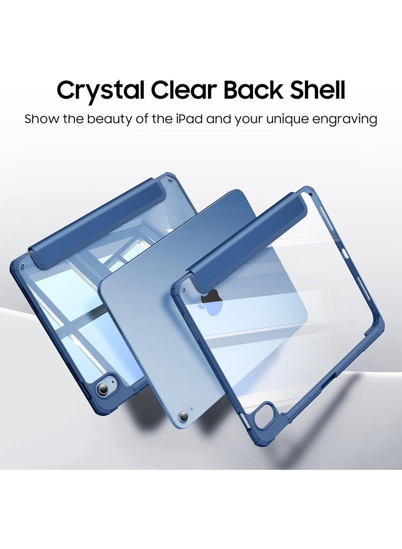 MahMir Case for iPad (A16) 11inch 11th 2025 Gen iPad 11 Case/ [Built-in Pencil Holder] Shockproof Cover with Clear Transparent Back, Four Corner Airbag Protection (Navy Blue) - Image 2