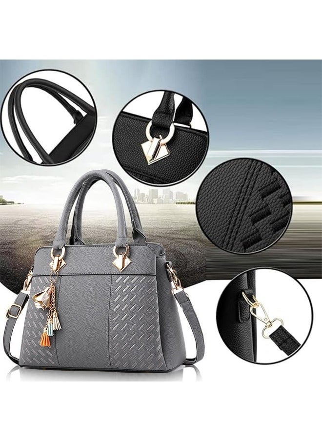 Arabest Multi-purpose PU Leather Female Fashion luxury ladies Shoulder Big Purses and Handbags for Office Travel Occation(Grey)  - Image 5